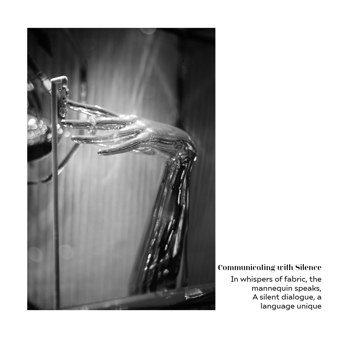 In whispers of fabric, the mannequin speaks, A silent dialogue, a language unique.
